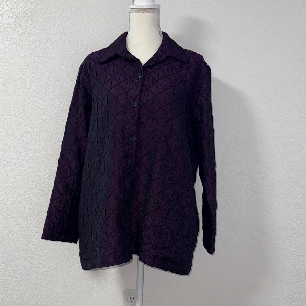 WINDRIDGE CHERYL NASH Purple Quilted Button-Up Jacket XL